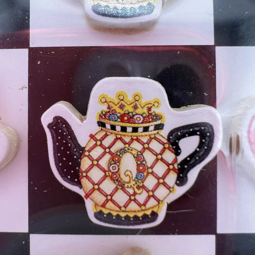 Vintage Mary Engelbreit Decorative Thumbtacks Teatime Tea Kettles Teapots Queen